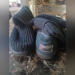 UGG Black Knit Suede Booties